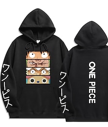 abordables -One Piece Monkey D Luffy Roronoa Zoro Tony Tony Chopper Sudadera Animé Dibujos Anime Bolsillo delantero Gráfico Para Pareja Hombre Mujer Adulto Estampado en caliente