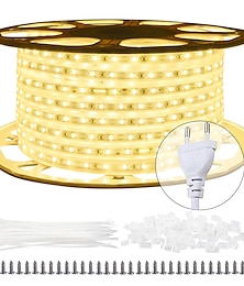 cheap -LED Strip Light Plug in Outdoor Waterproof IP67 AC220V 4040 LED Strip Light Diode Tape Holiday Decorative Light LED String with 60led / m with EU Plug