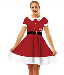 abordables -Papá Noel Elfo Vestidos vestido de navidad de lujo Mujer Navidad Carnaval Mascarada Nochebuena Uso Diario Navidad Adultos Fiesta Navidad Vestido