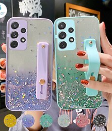 Недорогие -телефон Кейс для Назначение SSamsung Galaxy S25 S23 S22 S21 FE S21 Ультра Плюс A54 A32 Кейс на заднюю панель Полная защита тела с ремешком на запястье Блеск Блеск Блестящий Силикон