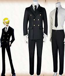 billige -Inspired by One Piece Film: Red Sanji Anime Cosplay Costumes Japanese Cosplay Suits Long Sleeve Coat Blouse Pants For Men's / Tie / Tie