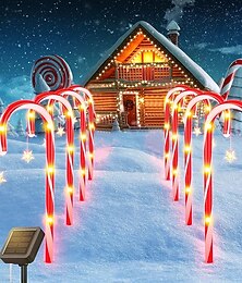 abordables -Lumière solaire de Noël en forme de canne à sucre à la menthe poivrée, éclairage d'extérieur étanche à LED pour la maison, le jardin, le passage, la cour, les décorations de pelouse
