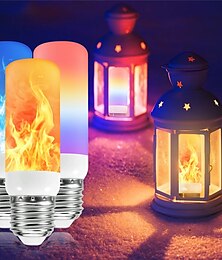 baratos -4 pçs 1pc led chama de fogo lâmpada luzes 4 modos efeito cintilação dinâmica lâmpada sensor gravidade para interior ao ar livre decoração festa em casa