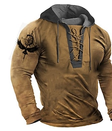 baratos -Homens Estampas Abstratas Moletom Moletons Moletom com capuz Manga Longa Moletom com capuz Com Capuz Roupa de rua Impressão 3D Casual Diário Esportes Marron Cordões Imprimir Primavera & Outono