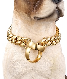 お買い得  -14 ミリメートル新しいステンレス鋼トレーニング p チェーン犬のチェーン 18 k ゴールド研磨キューバ チェーン ペット犬の首輪ネックレス