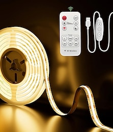 abordables -tira de luces led cob usb 5v 1-3m regulable 300led / m cri85 con control remoto rf retroiluminación de tv lámpara de cinta flexible debajo del gabinete para iluminación diy en dormitorios cocinas y