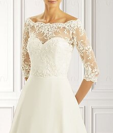 abordables -boléro de mariée élégant en dentelle à manches 3/4 avec lacets pour mariage au printemps&amp;robe d'été pour impressionner 2025