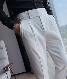 ieftine -Bărbați Costume Pantaloni Pantaloni de costum Pantaloni Gurkha Buzunar Ridicare înaltă Simplu Confort Απαλό Birou Afaceri Zilnic Epocă Elegant Sötét khaki Negru Micro-elastic