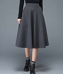 economico -gonna donna altalena lavoro gonne midi tasca tinta unita strada quotidiano elegante moda streetwear casual nero vino grigio