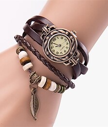 お買い得  -女性クォーツブレスレットウォッチファッション織りラップアラウンドレザー腕時計クラシックブレスレットウォッチセット