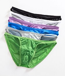 preiswerte -Herren 1 Packung Grundlegendes Höschen Slip Gitter Polyester Antibakteriell Auslaufsicher Einfarbig Mittlere Taillenlinie Schwarz Weiß
