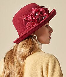 economico -cappelli piuma artificiale misto poliestere / cotone bombetta / cappello a cloche cappello a secchiello cappello fedora kentucky derby cocktail royal astcot matrimonio autunnale elegante con