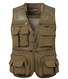 preiswerte -Herren Angelweste Wanderweste Sommer Outdoor leicht Arbeit Safari Reise Foto Weste mit 16 Taschen atmungsaktiv schnell trocknend Mesh Polyester Orchidee schwarz hellgrün Jagd