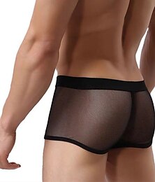 economico -Per uomo 1 confezione Biancheria intima Boxer Retato Nylon Elastene Colore puro Vita bassa Nero Bianco