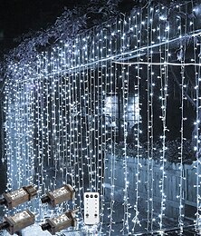 olcso -kültéri karácsonyi ablaklámpák 3x3m-300 led csatlakozó 8 módban függöny világítás 9 szín távirányító ablak fali lámpa meleg fehér rgb karácsonyi dekorációhoz hálószoba esküvői buli kert beltéri