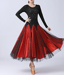 abordables -Danse de Salon Robe Paillettes Femme Utilisation Usage quotidien manche longue Taille moyenne Polyester Fibre de Lait