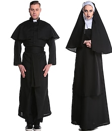 economico -coppie prete suora halloween gruppo coppie costumi abiti uomo donna film cosplay costume travestimento per halloween festa carnevale spettacolo palcoscenico