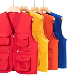 economico -Per uomo Per donna Gilet da pesca Gilet / gilet da escursionismo Senza maniche Giacca Cappotto Superiore Esterno Multi-tasca Traspirante Asciugatura rapida Leggero Inverno Estate Poliestere Giallo