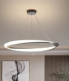 abordables -60cm led suspension 1 lumière anneau cercle design dimmable aluminium finitions peintes luxueux style moderne salle à manger chambre 110-240v