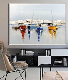abordables -Peinture à l'huile faite à la main toile art mural décoratif abstrait couteau peinture paysage blanc pour la décoration intérieure roulé sans cadre peinture non étirée