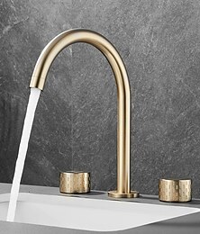 cheap -Bathroom Sink Faucet - Rotatable / Classic Electroplated Widespread Two Handles Three Holes Bath Taps