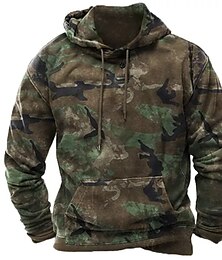 cheap -Men's Unisex Pullover Hoodie Sweatshirt Army Green Hooded Camouflage Graphic Prints Print Daily Sports 3D Print Streetwear Designer Casual Spring &  Fall Clothing Apparel Hoodies Sweatshirts  Long