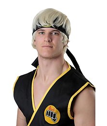 cheap -Karate Kid Johnny Cobra Kai Wig Officially Licensed Blonde Wig for Men's Cosplay Halloween Wigs