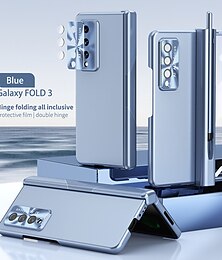 abordables -teléfono Funda Para Samsung galaxia Z Fold 5 Z Fold 4 Z Fold 3 Funda de Cuerpo Entero Dar la vuelta Portalápiz Cromado Color sólido ordenador personal
