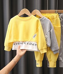 preiswerte -Mädchen 3D Feste Farbe Buchstabe Set aus Kapuzenpullover und Jogginghose Kleidungsset Langarm Herbst Winter Kuschelig Süß Baumwolle kinderkleidung 3-10 Jahre Urlaub Regular Fit