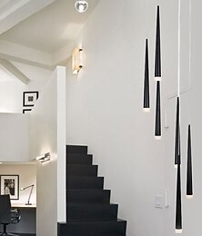 billige -6-lys led pendel kjeglerør nordisk stil sort/hvit bar mini design hengende lampe kjøkkenøy lys bar bord spisestue stue justerbare lamper