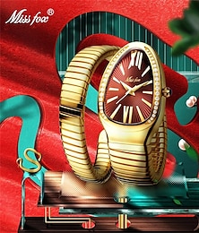 preiswerte -missfox damenuhren schlangenform luxus armbanduhr für frauen stahl einzigartige gold quarz damenuhr
