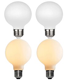 baratos -2/4/6pcs g80 7w globo led edison lâmpada 650lm e27 base de vidro opalescente voltado para cômoda espelho de vaidade lâmpada de chão ac85-265v