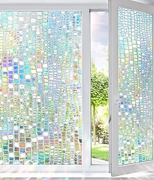 baratos -100x45 cm pvc estático estático aderente arco-íris película de vidro de privacidade adesivo de privacidade de janela, filme de privacidade de janela vitral arco-íris adere filme de tingimento de janela para banheiro doméstico