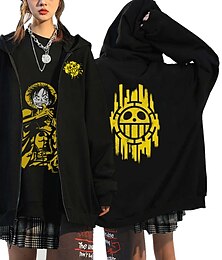 abordables -Inspirado por One Piece Ley de Trafalgar Dibujos Manga Abrigos Anime Harajuku Gráfico Kawaii Abrigos Para Hombre Mujer Unisexo Adulto Estampado en caliente 100% Poliéster