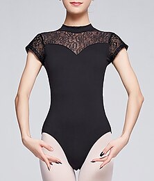 abordables -respirant justaucorps de danse / combinaison dentelle solide femme entraînement performance manches courtes haut nylon