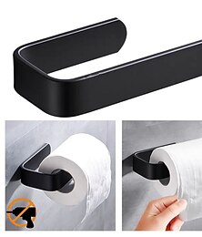 economico -Porta Carta Igienica In Acrilico Portarotoli Autoadesivi A Muro Bagno Cucina Attacca Rotoli Moderno Nero Appendiabiti