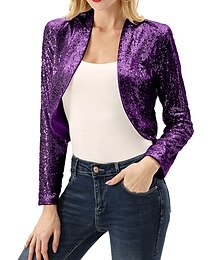 economico -Bolero avvolgente da donna  giacche scintillanti e luccicanti maniche lunghe wraps per invitati a matrimonio in paillettes con glitter per matrimoni in tutte le stagioni abito da impressionare