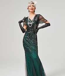 billige -De livlige 20-årene 1920-tallet Cocktail Kjole Flapper kjole Kjoler Ballkjole Normal Den store Gatsby Charleston Bryllupsgjest Paljetter Dame Karneval Maskerade Bryllup Bryllupsgjest Festkveldsklær