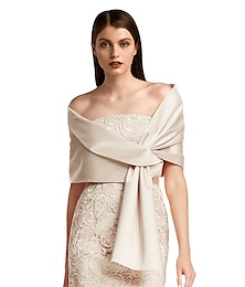 cheap -Shawls Women‘s Wrap Bolero Shrug Vintage Classy Elegant Sleeveless Satin Wedding Guest Wraps With Pure Color For Formal Spring &  Fall