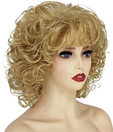 abordables -Perruque pour Femmes Blonde Bouclée Mauvaise Perruque Années 80 70 Perruque de Film pour Fête Quotidienne Perruques Halloween