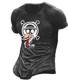 abordables -One Piece Monkey D Luffy T-Shirt Animé Dibujos Anime 3D Clásico Estilo callejero Para Pareja Hombre Mujer Adulto Impresión 3D