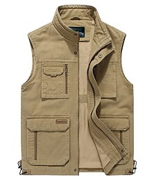 cheap -Men's Fishing Vest Hiking Vest Sleeveless Jacket Coat Top Outdoor Breathable Quick Dry Lightweight Sweat wicking Summer Spring Cotton khaki Army Green Fishing Climbing Running