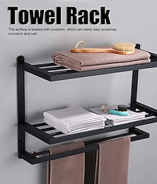 cheap -Aluminum Towel Rack for Bathroom,3-Layer Wall Mounted Towel Bar Towel Holder Bathroom Hardware Storage 60cm(Black/Silver/Gun Grey)