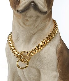 お買い得  -10 ミリメートル中小ペット犬チェーン ステンレス鋼チタン鋼ゴールド キューバ チェーン犬の首輪ネックレス猫チェーン