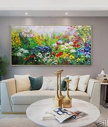 abordables -Pintura al óleo hecha a mano lienzo decoración de arte de la pared flores de loto para la decoración del hogar pintura enrollada sin marco sin estirar