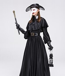 levne -Punk a gotika Steampunk 17. století Šaty Fancy kostým Morový doktor Větší velikosti Cvočky Jednobarevné Pouzdrové Stojáček Maškarní kostým Dámské předvečer Všech svatých Karneval Párty Plesov