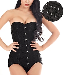 cheap -Corset Women's Plus Size Corsets Sexy Country Bavarian Overbust Corset Classic Tummy Control Push Up Artwork Pure Color Hook & Eye Lace Up Polyester Christmas Halloween Wedding Party Club Fall Winter