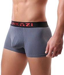 baratos -Homens 1 pacote Roupa Íntima Calcinha básica Cueca Boxer Cuecas Imprimir Poliéster Antibacteriano À prova de vazamento Letra Cintura Média Preto Branco