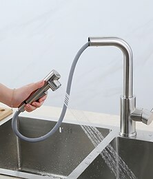 abordables -robinet de cuisine, acier inoxydable 304 monocommande monotrou nickel brossé coulissant / extractible / bec standard centerset robinets de cuisine contemporains minimalistes / modernes