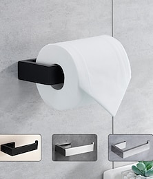 abordables -Soporte de papel higiénico, dispensador de colgador de rollos de papel de 14,5 cm de acero inoxidable 304 montado en la pared para baño&amp; cocina (negro/níquel cepillado/cromo)